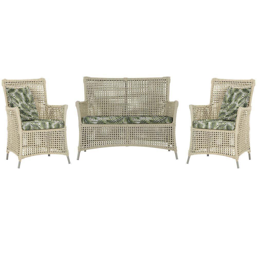 Jogo Sofá E 2 Poltronas Igapó Alumínio Fendi E5 Trama Rami - 1