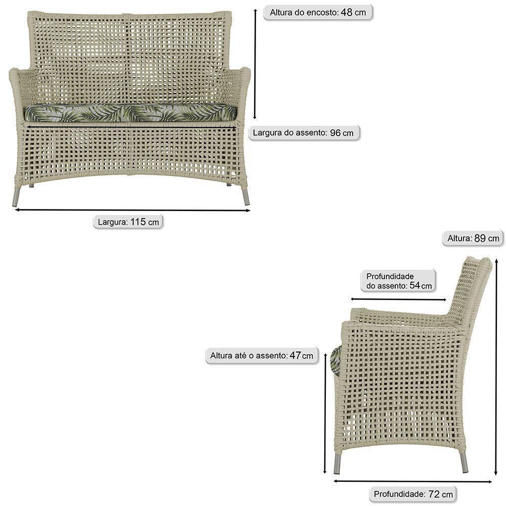 Jogo Sofá E 2 Poltronas Igapó Alumínio Fendi E5 Trama Rami - 6