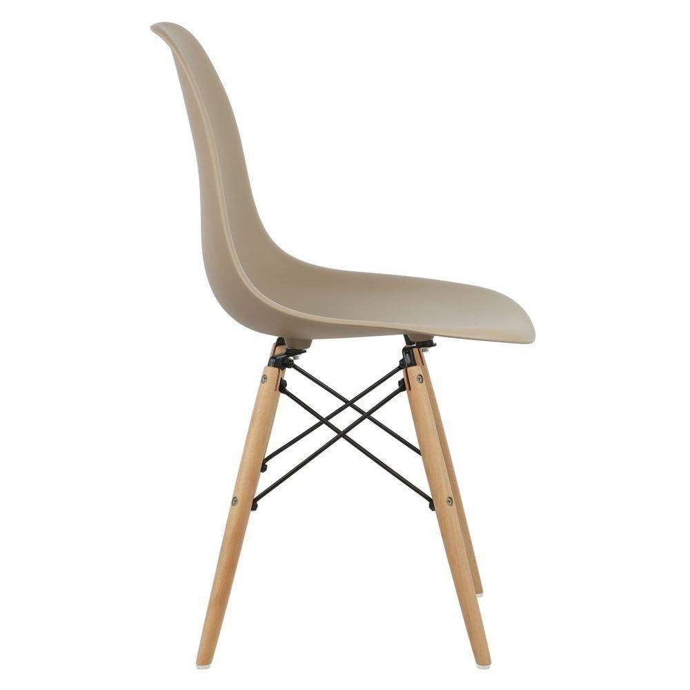 Kit 02 Cadeiras Decorativas Eiffel Charles Eames F03 Nude Com Pés De Madeira - Lyam Decor - 5