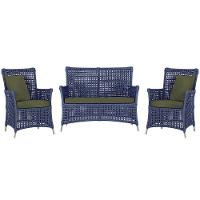 Jogo Sofá E 2 Poltronas Igapó Alumínio Fendi E13 Trama Azul - 1