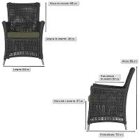 Jogo Sofá E 2 Poltronas Igapó Alumínio Fendi E13 Trama Preto