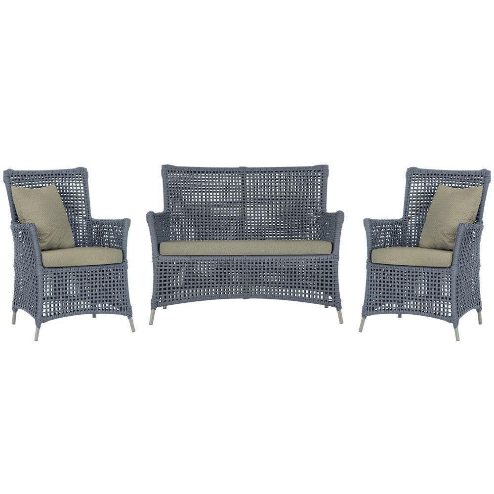 Jogo Sofá E 2 Poltronas Igapó Alumínio Fendi E8 Trama Prata - 1