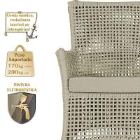 Jogo Sofá E 2 Poltronas Igapó Alumínio Preta E7 Trama Rami - 3