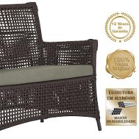 Jogo Sofá E 2 Poltronas Igapó Alumínio Preta E8 Trama Marrom - 2