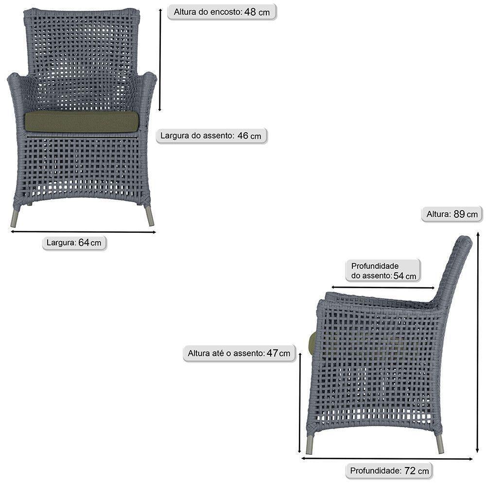 Jogo Sofá E 2 Poltronas Igapó Alumínio Fendi E13 Trama Prata - 4