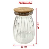 Pote Hermético Com Frisos De Tampa Bambu 1l Recipiente Vidro - 2