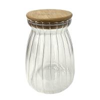 Pote Hermético Com Frisos De Tampa Bambu 1l Recipiente Vidro - 4
