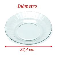 Kit Jogo Pratos Fundo Sopa Transparente 6 Peças 22,4cm - 2