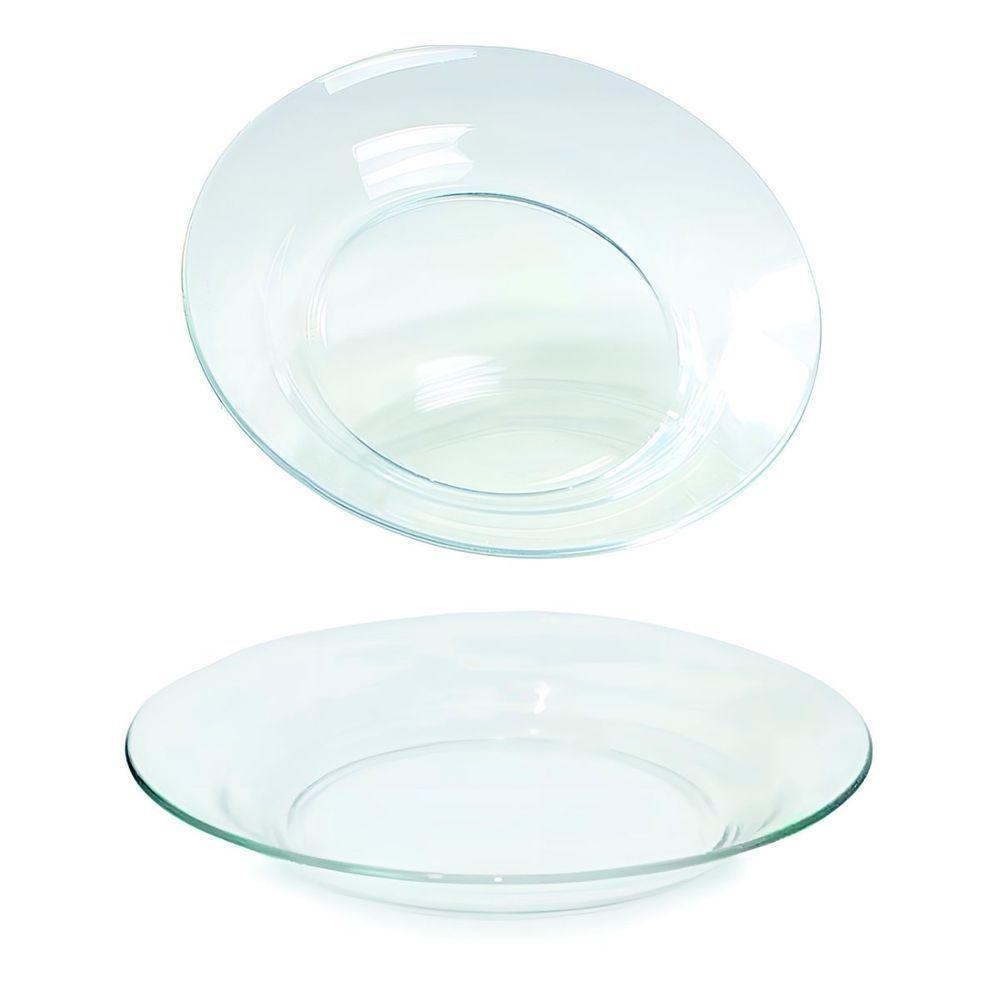 Kit Jogo Prato Fundo Transparente Em Vidro 8 Peças 22,5cm - 1