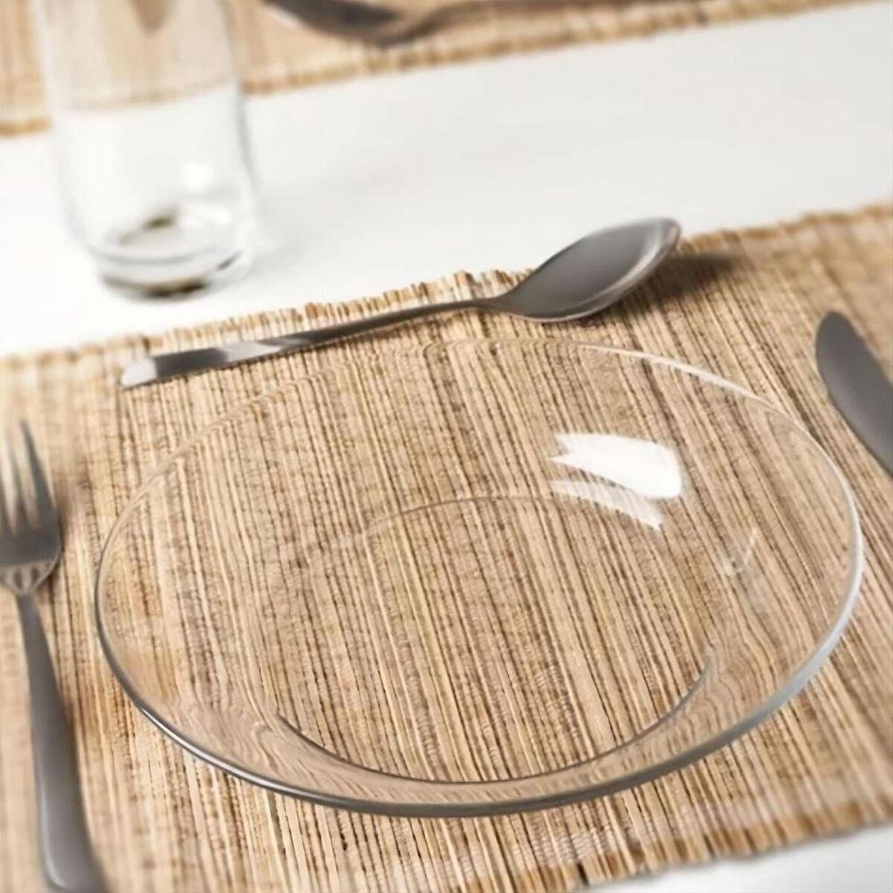 Kit Jogo Prato Fundo Transparente Em Vidro 8 Peças 22,5cm - 3