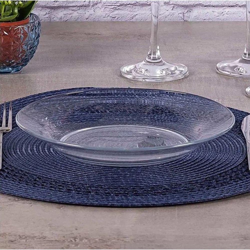 Kit Jogo Prato Fundo Transparente Em Vidro 8 Peças 22,5cm - 4