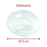 Kit Jogo Prato Fundo Transparente Em Vidro 8 Peças 22,5cm - 2
