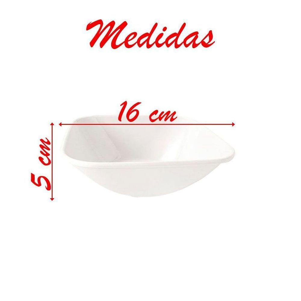 Kit 04 Tigelas Melamina Quadrada Branca 600ml - 3