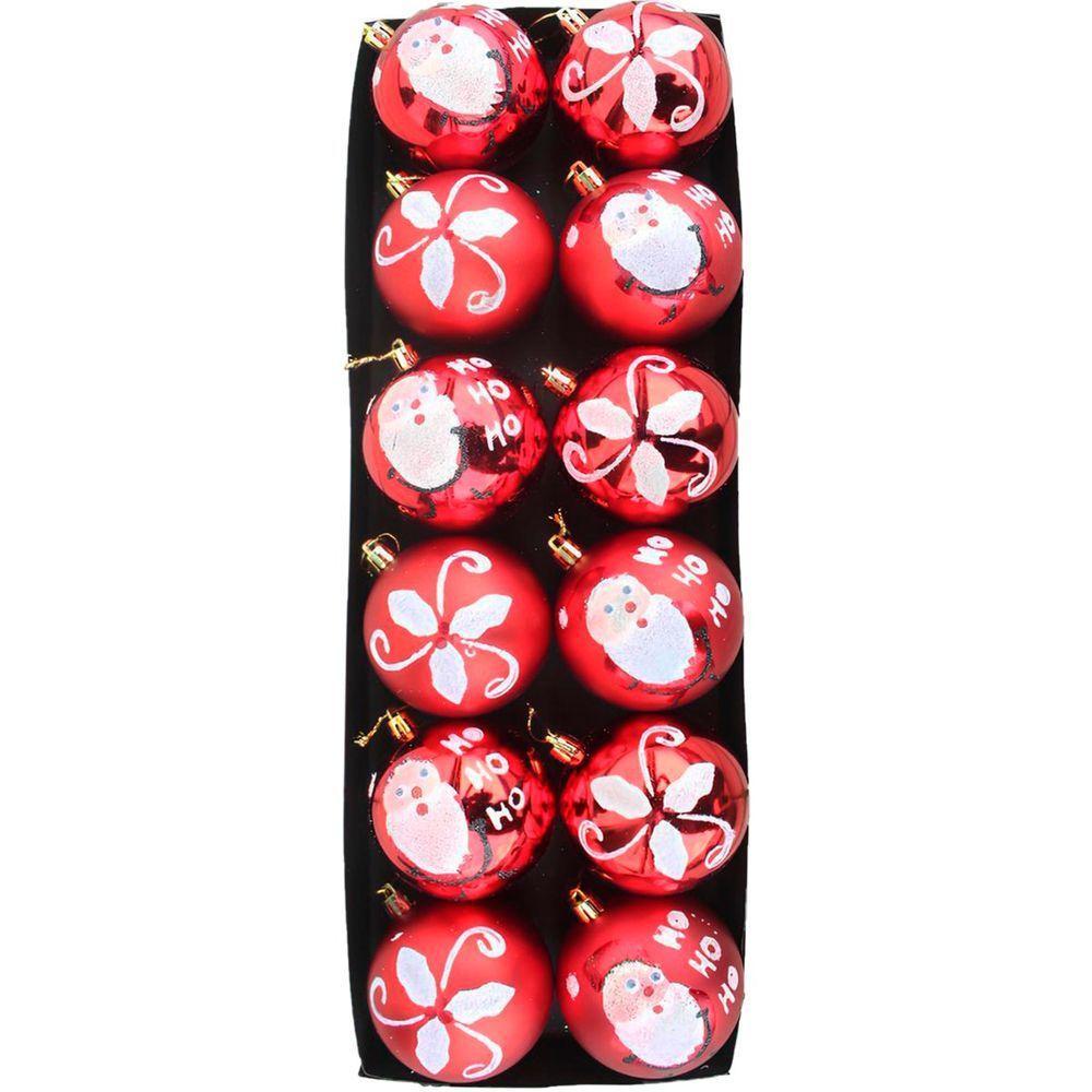 Kit 12 Bolas Natalinas árvore De Natal Vermelho Enfeite 80mm - 1
