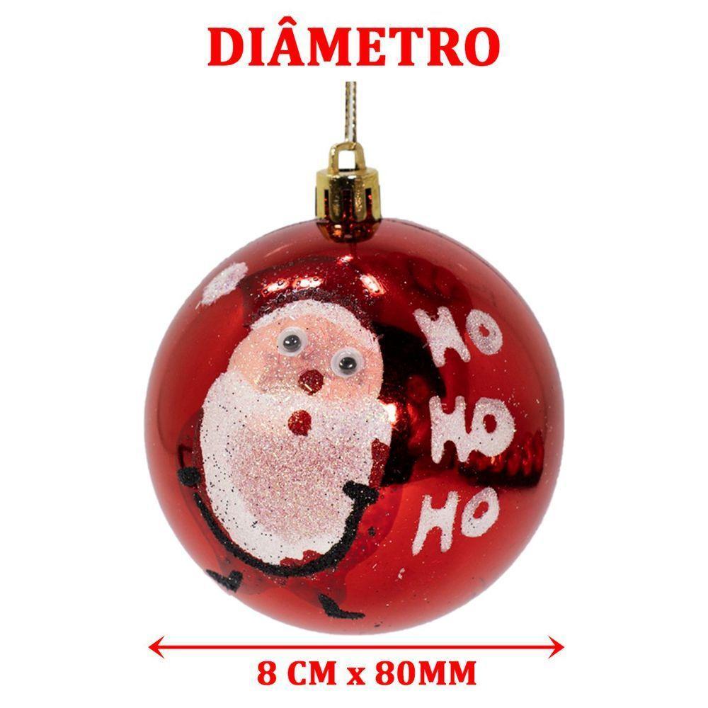 Kit 12 Bolas Natalinas árvore De Natal Vermelho Enfeite 80mm - 2