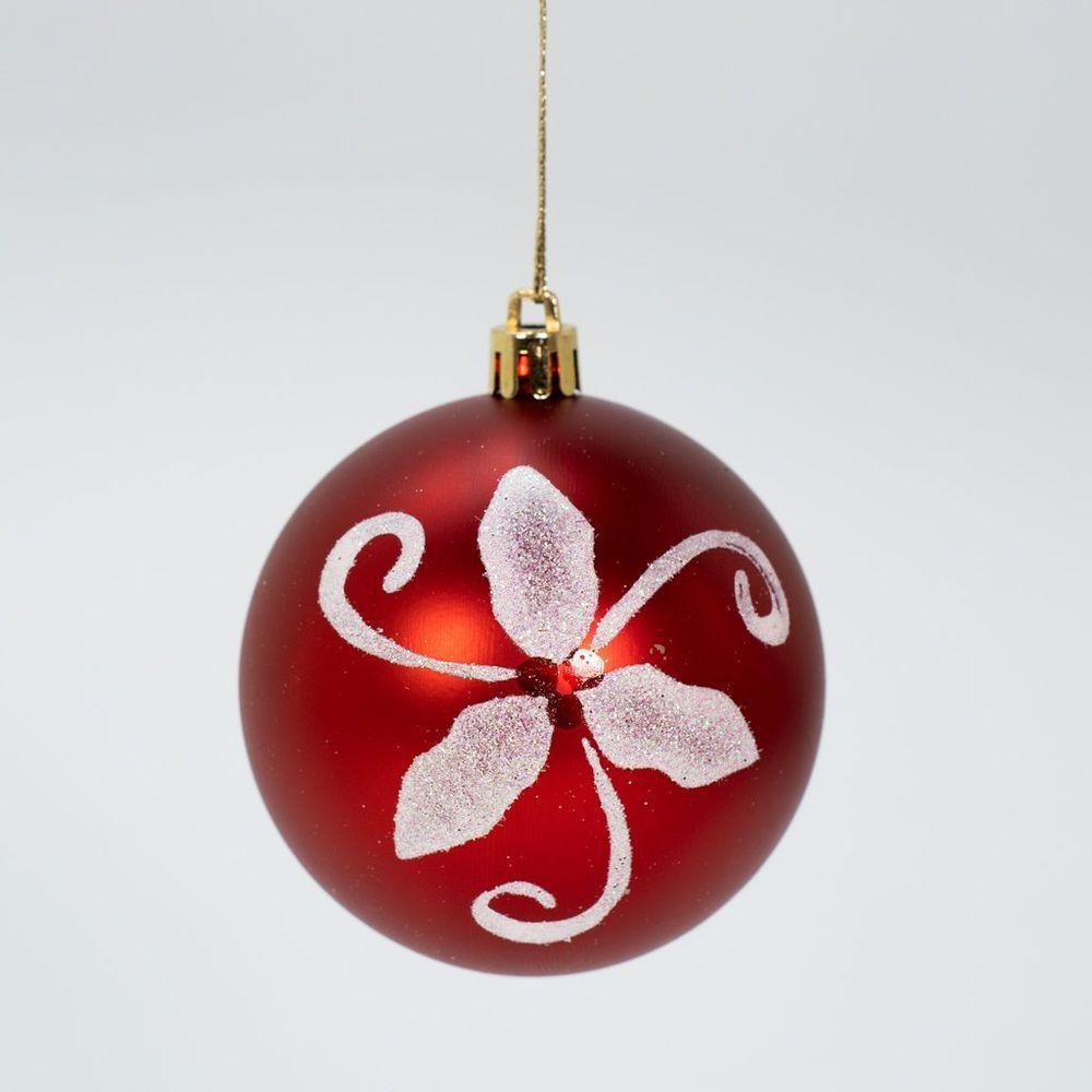 Kit 12 Bolas Natalinas árvore De Natal Vermelho Enfeite 80mm - 3