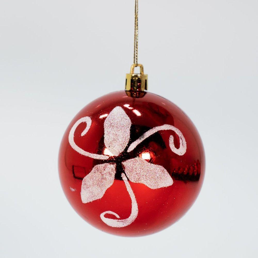 Kit 12 Bolas Natalinas árvore De Natal Vermelho Enfeite 80mm - 5