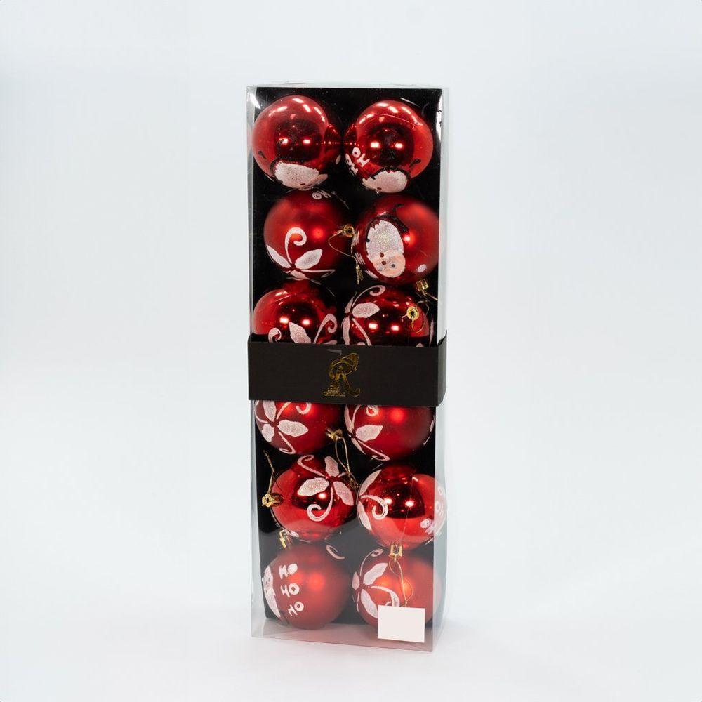 Kit 12 Bolas Natalinas árvore De Natal Vermelho Enfeite 80mm - 6