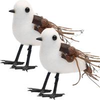 Kit 2 Passarinhos Branco Natal Decoração Em Isopor 10cm - 1