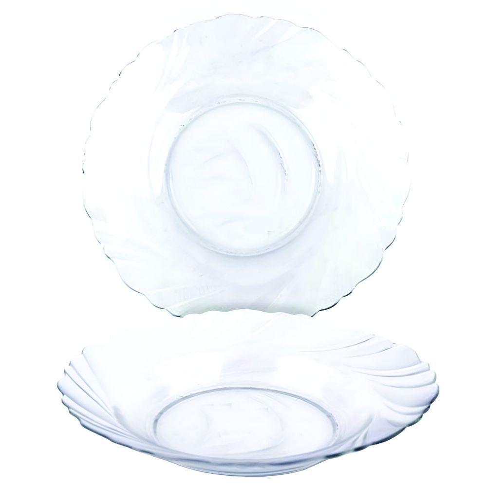 Kit Jogo Pratos Fundo Sopa Transparente 6 Peças 22,5cm - 1