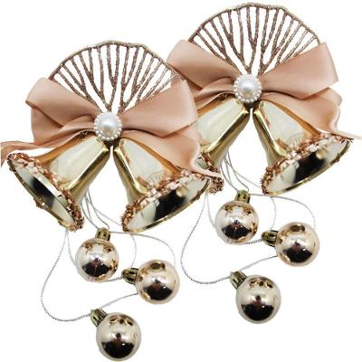 Kit 2 Enfeite Pingente Sino Bolinhas Natalino Glitter 30cm