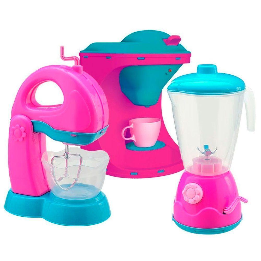 Kit Mini Brinquedo Cozinha Batedeira Cafeteira E Liquidificador - 1