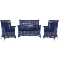 Jogo Sofá E 2 Poltronas Igapó Alumínio Fendi E10 Trama Azul - 1