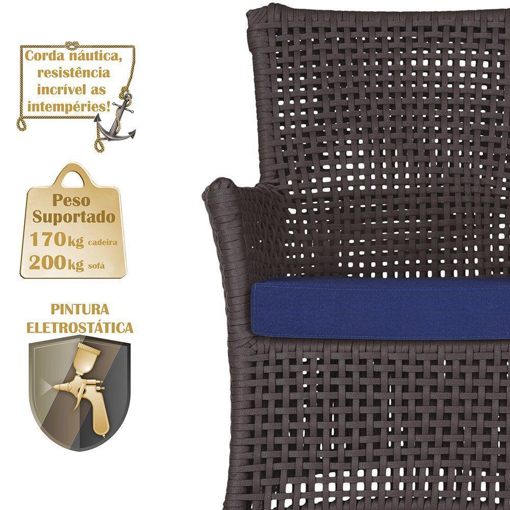 Jogo Sofá E 2 Poltronas Igapó Alumínio Fendi E10 Trama Marrom - 5