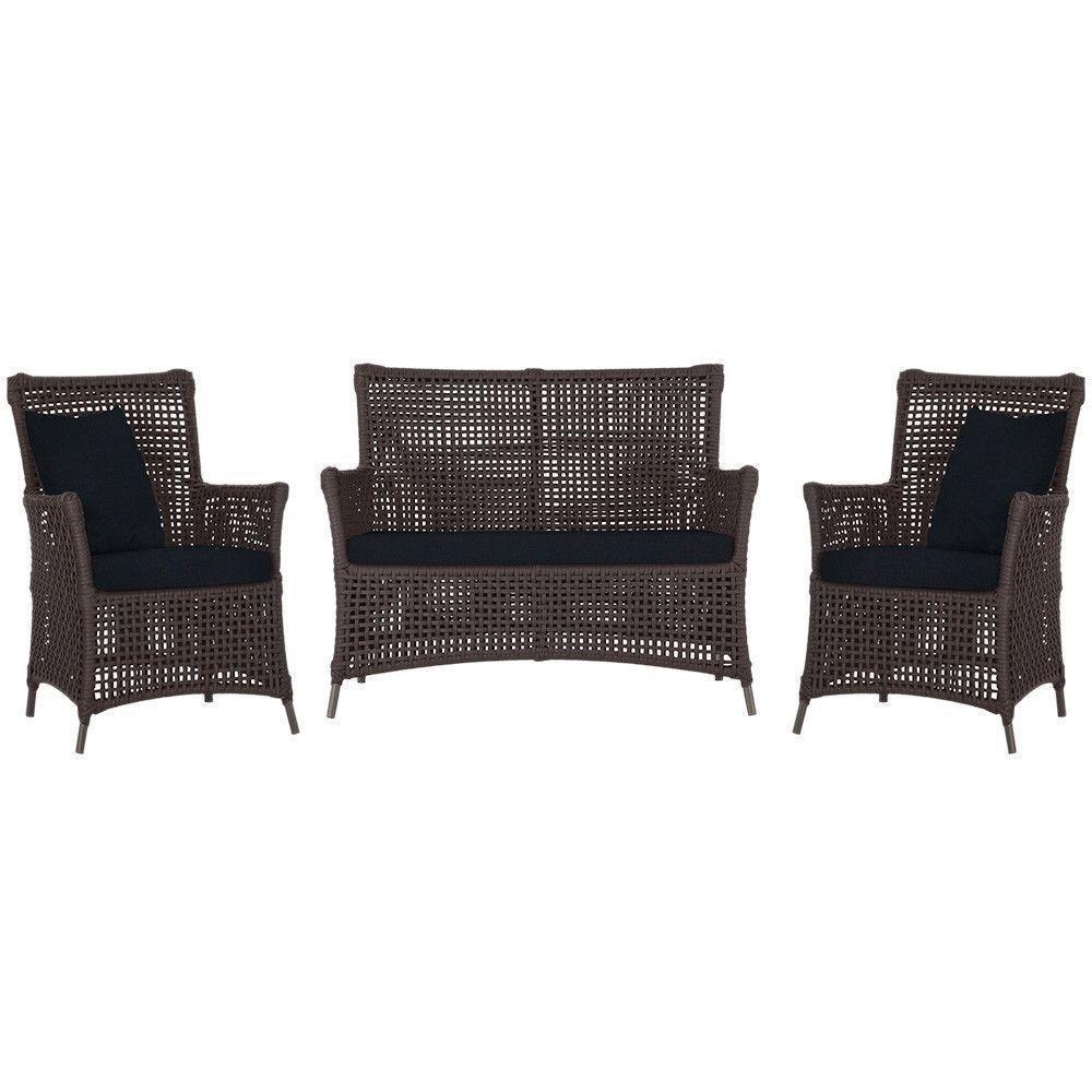 Jogo Sofá E 2 Poltronas Igapó Alumínio Marrom E12 Trama Marrom - 1