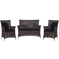 Jogo Sofá E 2 Poltronas Igapó Alumínio Marrom E12 Trama Marrom - 1