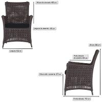 Jogo Sofá E 2 Poltronas Igapó Alumínio Marrom E12 Trama Marrom