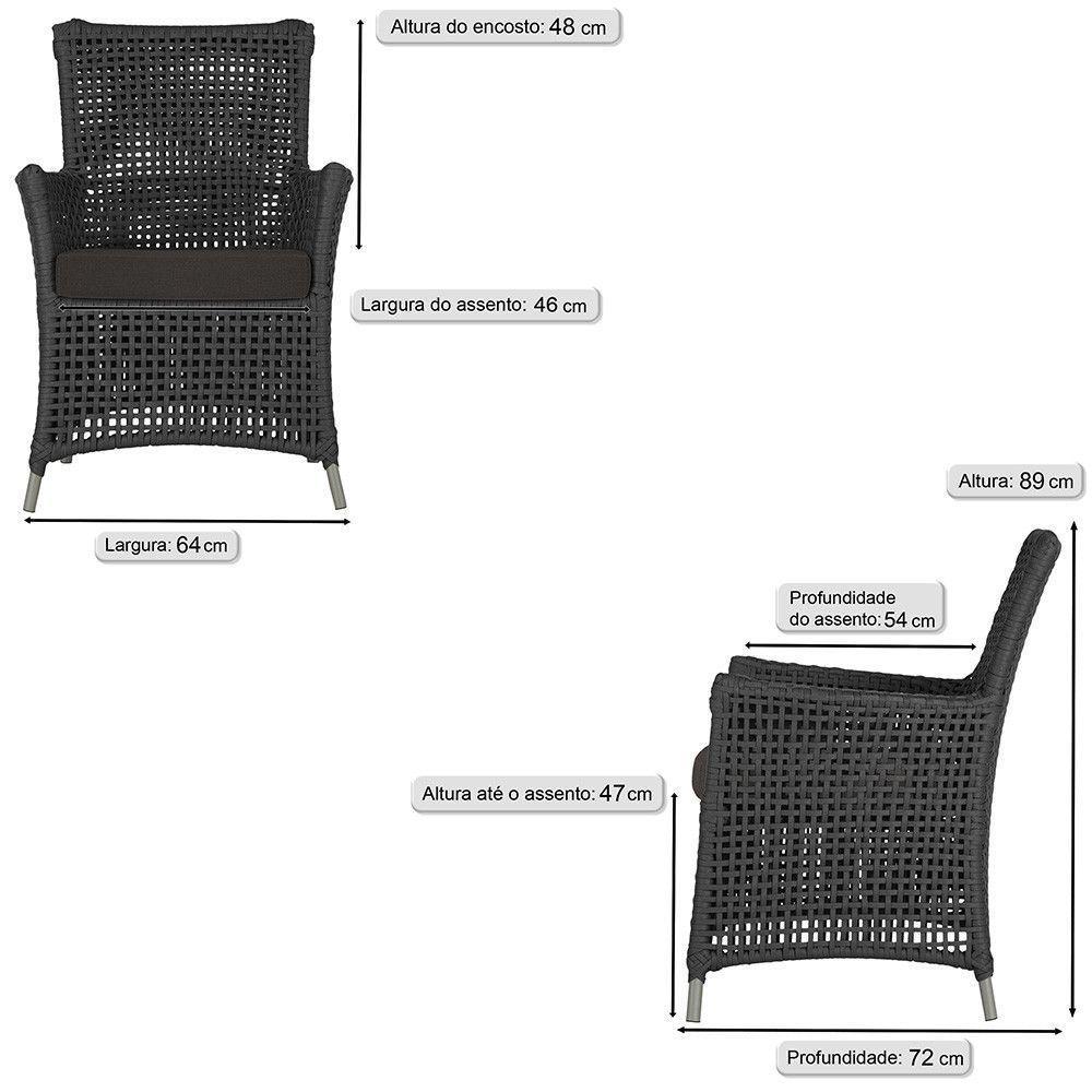 Jogo Sofá E 2 Poltronas Igapó Alumínio Fendi E9 Trama Preto - 4