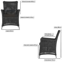 Jogo Sofá E 2 Poltronas Igapó Alumínio Fendi E9 Trama Preto