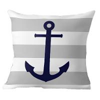 Capa Almofada Azul âncora Navegação Marítima 50x50cm - 1
