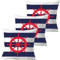 Kit 3 Capas De Almofadas Vermelho Timão Navegação Marítima - 1