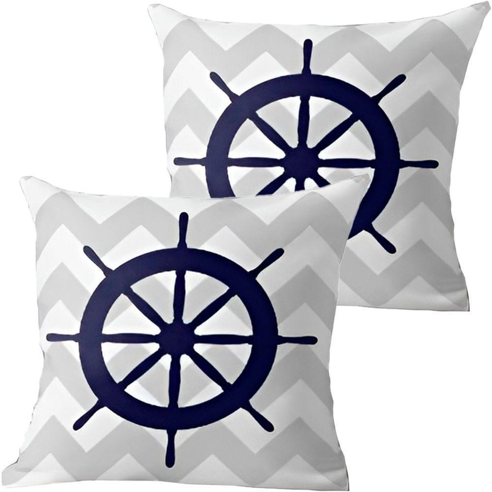 Kit 2 Capas De Almofadas Azul Timão Navegação Marítima - 1