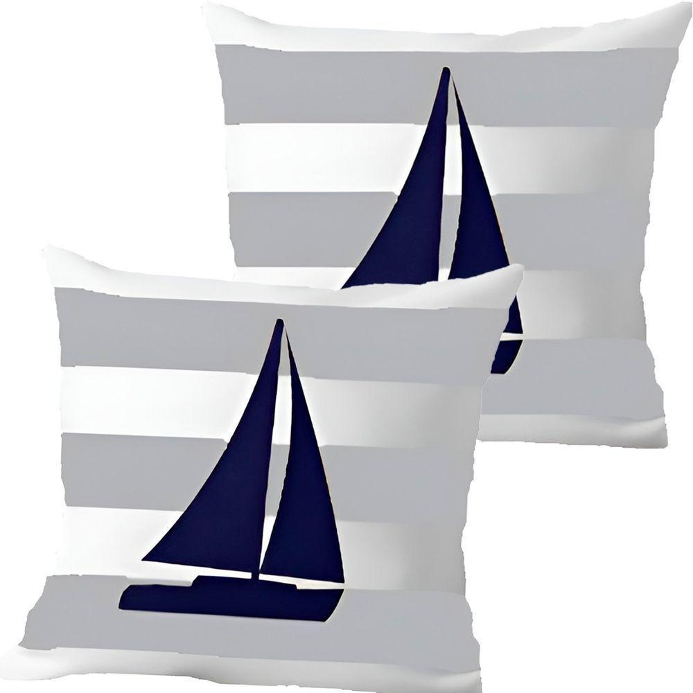 Kit 2 Capas De Almofadas Navegação Barco à Vela Marítima - 1