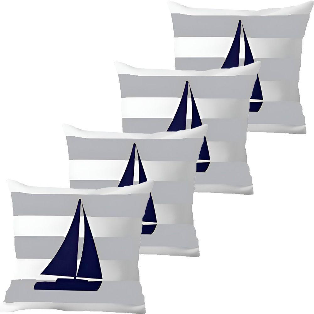 Kit 4 Capas De Almofadas Navegação Barco à Vela Marítima - 1