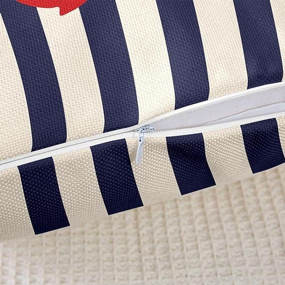 Kit 6 Capas De Almofadas âncora E Timão Vermelho Marítima - 3