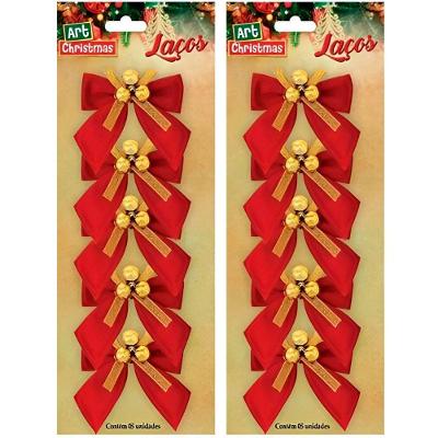 Kit 45 Laços De Bolinhas 9cm Decoração Brilhante Natalina