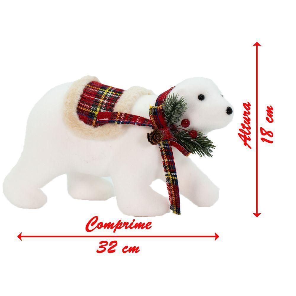 Natalino Enfeite Ursinho Polar Com Cachecol Xadrez 18 Cm - 2