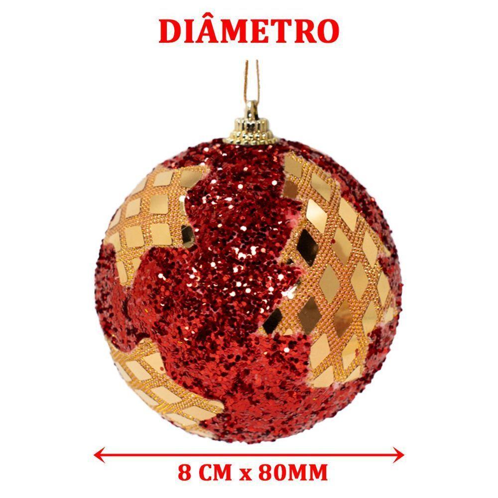 Kit 12 Enfeite Bolas Natalina árvore Natal Artesanal Estrela - 2