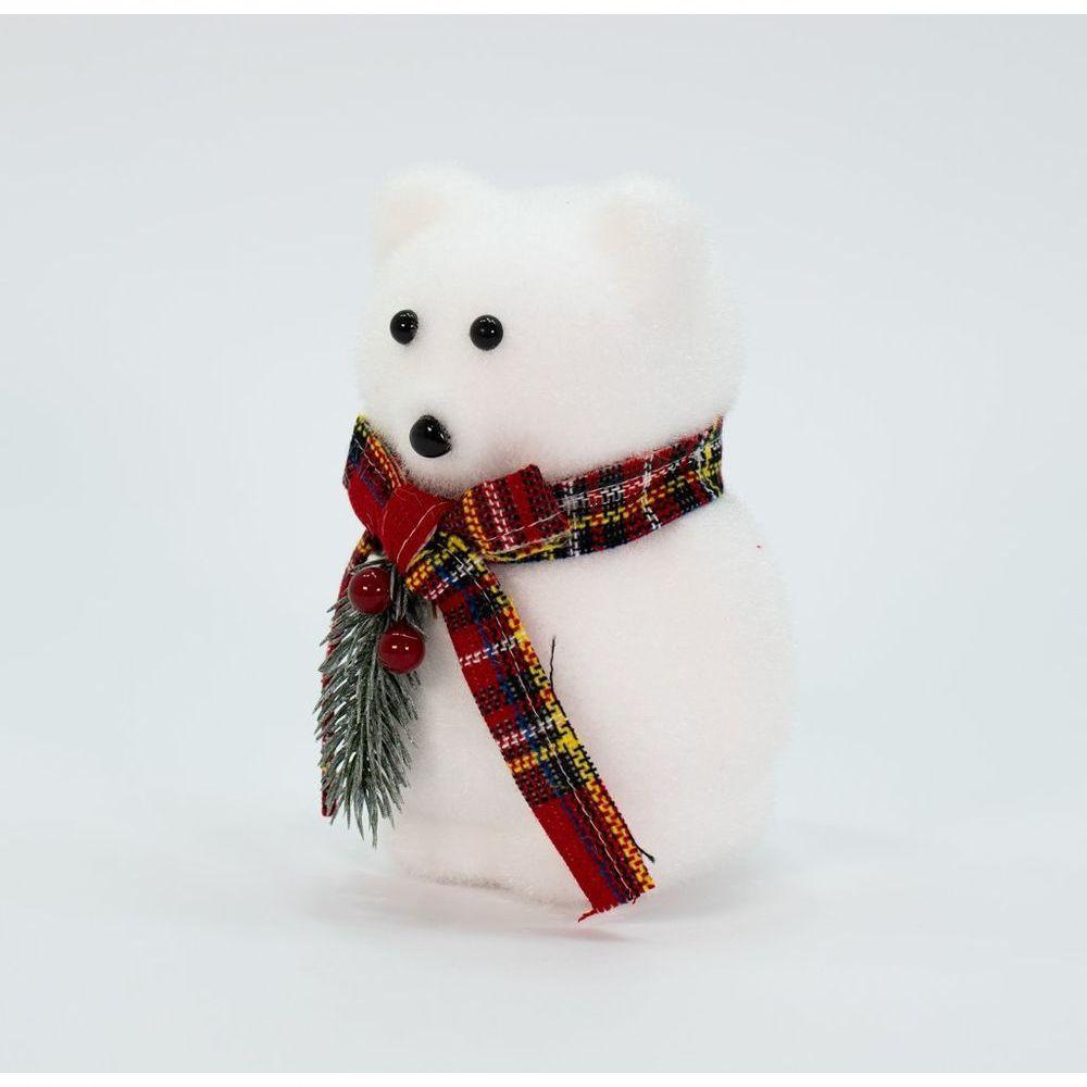 Enfeite Ursinho Polar Natalino Com Cachecol Xadrez 17 Cm - 4
