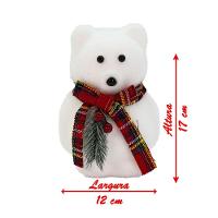 Enfeite Ursinho Polar Natalino Com Cachecol Xadrez 17 Cm - 2