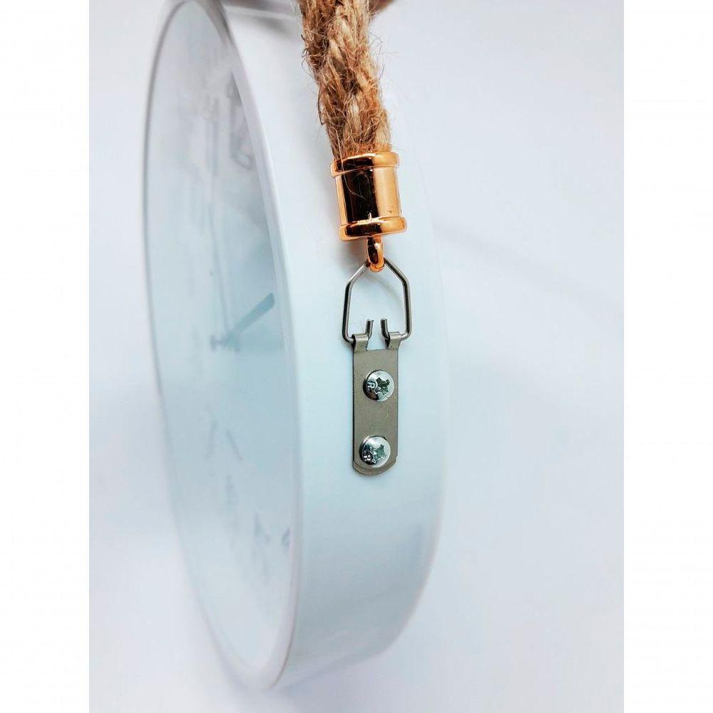 Relógio De Parede Redondo White Quartz Com Corda De Sisal - 2