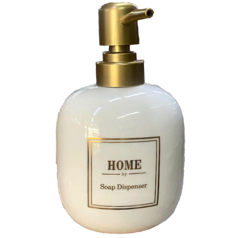 Porta Sabonete Líquido De Porcelana Oval Branco Lavabo Luxo - 1