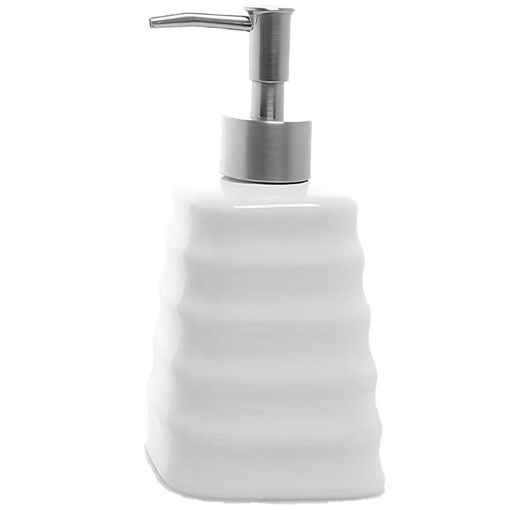 Porta Sabonete Liquido De Cerâmica Modelagem Lavabo Branco - 1