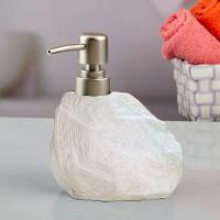 Saboneteira Líquida Lavabo Textura Obsidiana Branco Cerâmica - 3