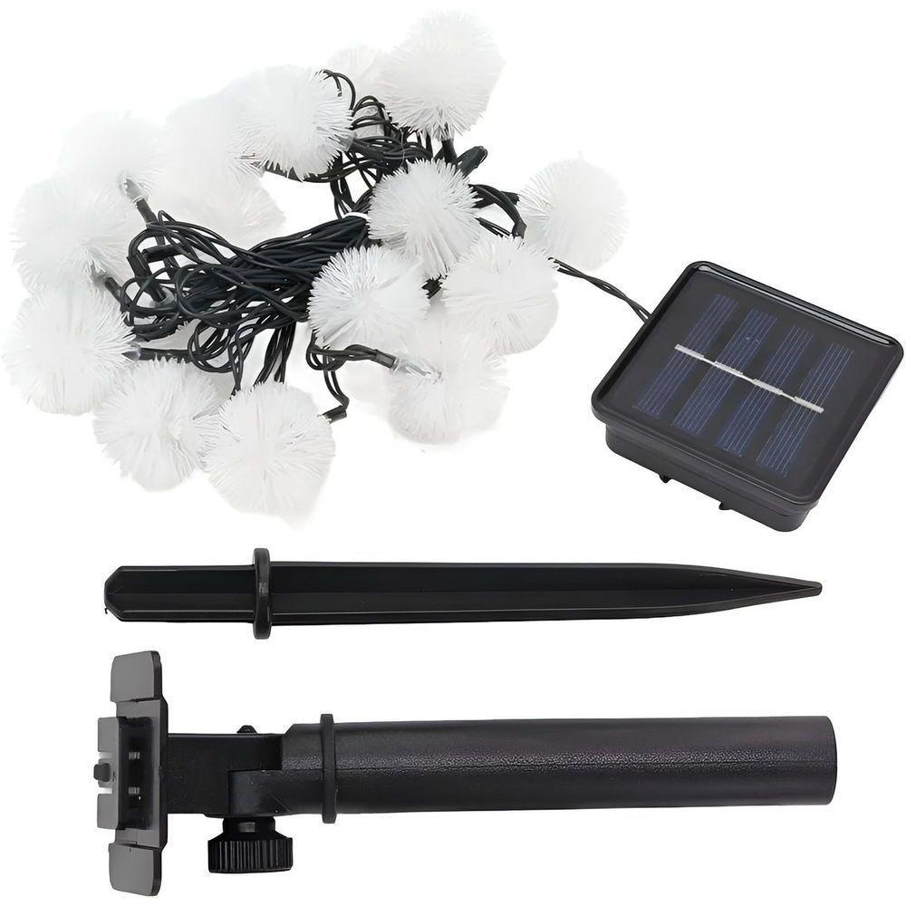 Cordão De Fada Solar Leds Lâmpadas Luzes Amarela Natal 5m - 1