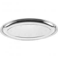 Bandeja Travessa Para Servir Oval Prateada Grande Inoxidável 39cm - 1